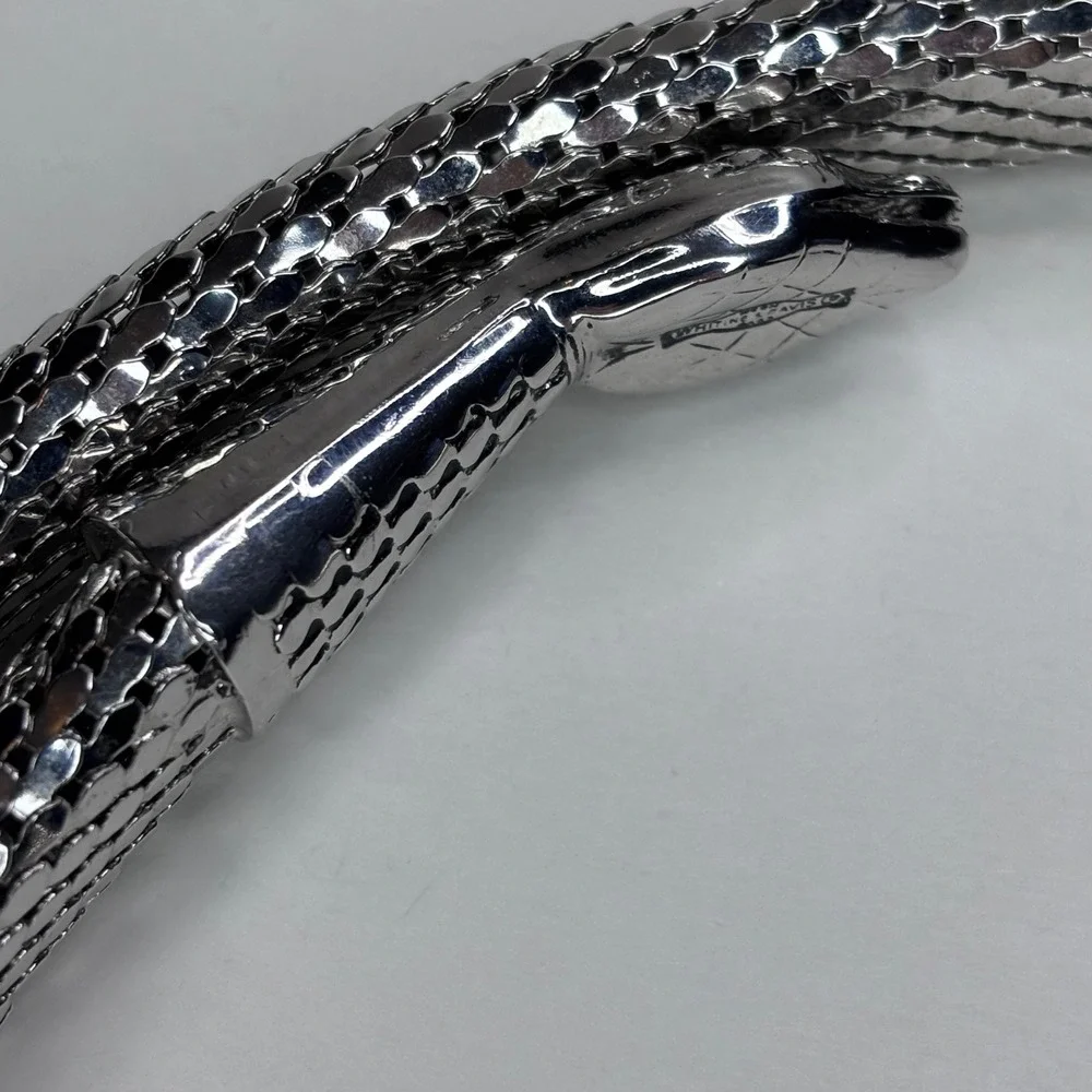 Vintage Whiting & Davis Silver Mesh Snake Wrap Belt Womens OS Flexible Serpent